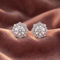 18K Floral Halo Solitaire Diamond Stud Earrings — AI cloth, in-house