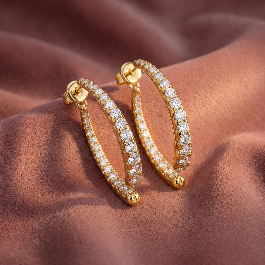 18K Pave Bespoke Diamond Hoop Earrings — AI cloth, in-house