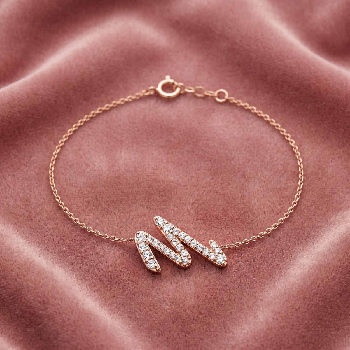 18K Alphabet Diamond Bracelet — AI cloth, in-house