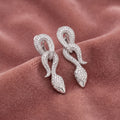 18K Snake Drop Bespoke Diamond Earrings — AI cloth, in-house