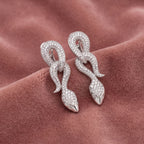 18K Snake Drop Bespoke Diamond Earrings — AI cloth, in-house