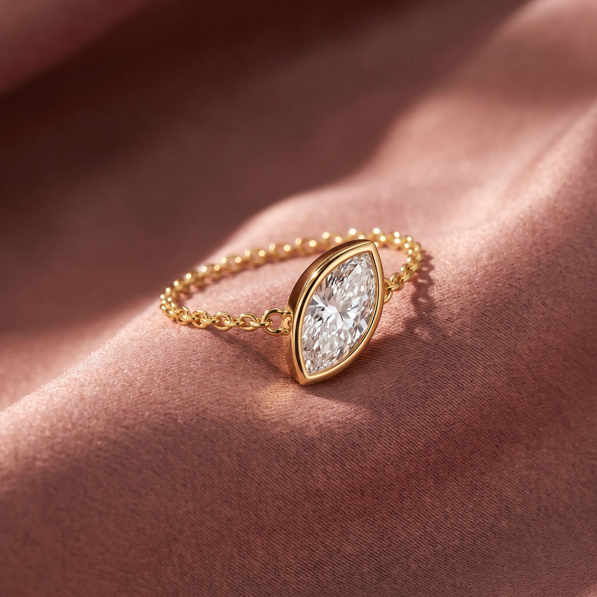 14K Solitaire Marquise Diamond Ring — AI cloth, in-house