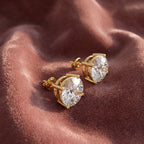 14K Solitaire Round Diamond Stud Earrings — AI cloth, in-house