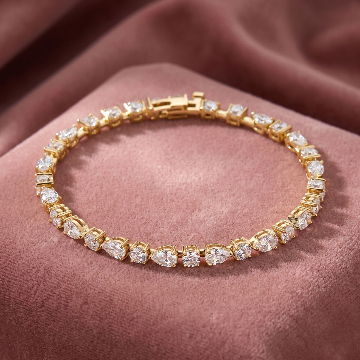18K Multi Shape Diamond Bracelet — AI cloth, in-house
