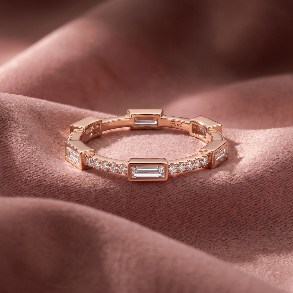 18K Eternity Baguette Diamond Ring — AI cloth, in-house