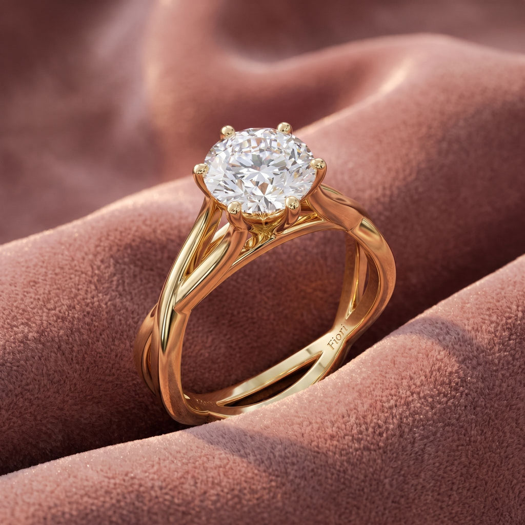 18K Solitaire Diamond Engagement Ring — AI cloth, in-house