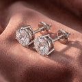 18K Solitaire Round Brilliant Diamond Earrings — AI cloth, in-house
