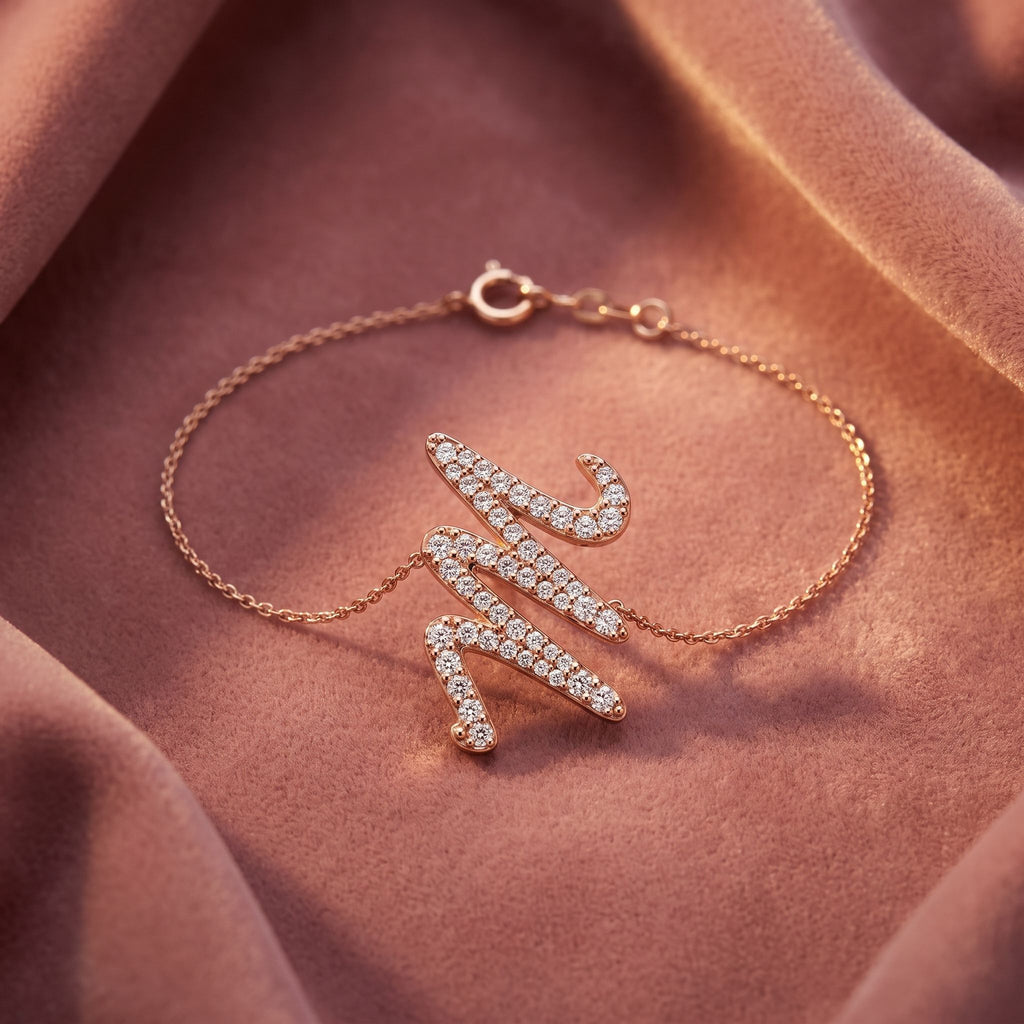 18K Alphabet Diamond Bracelet — AI cloth, in-house