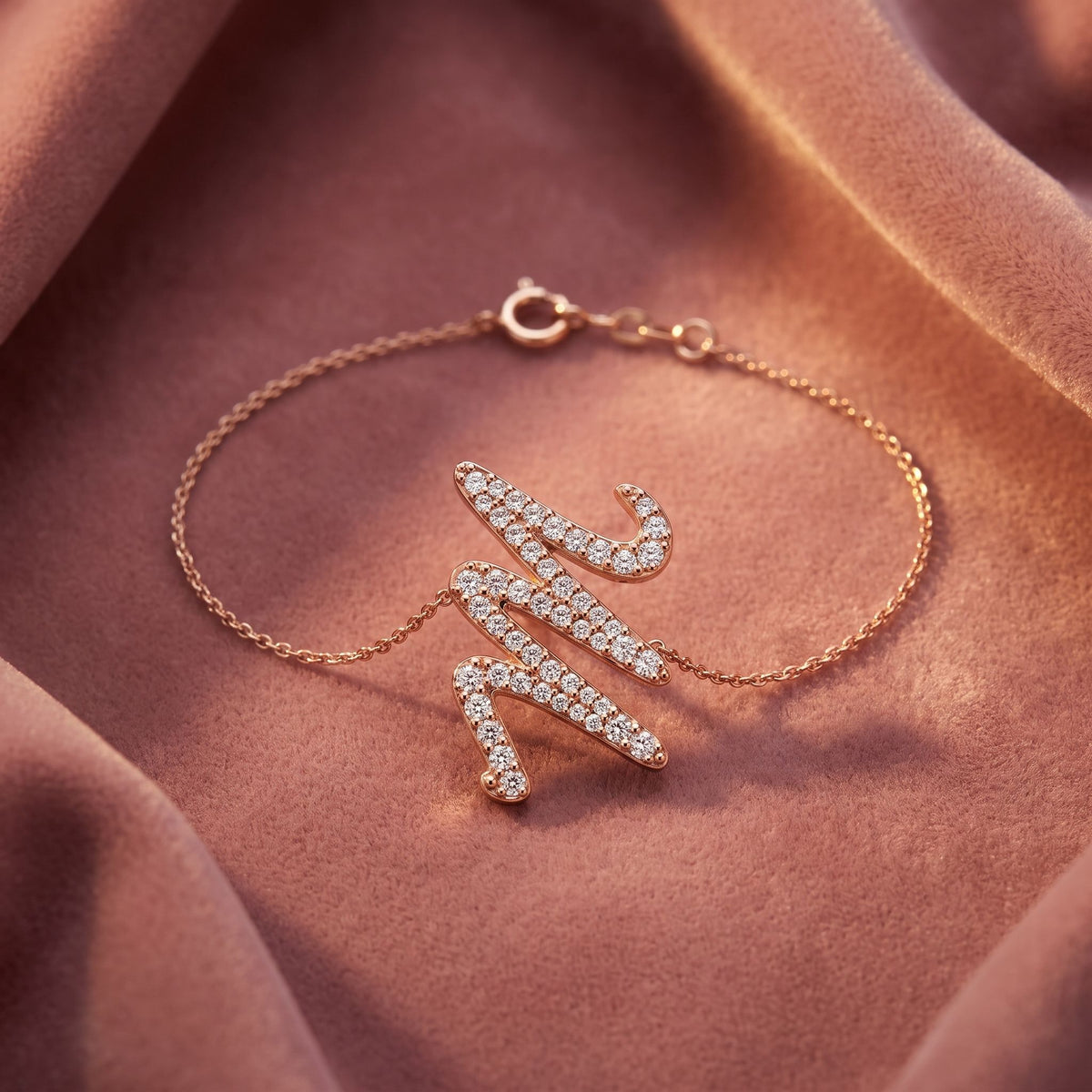 18K Alphabet Diamond Bracelet — AI cloth, in-house