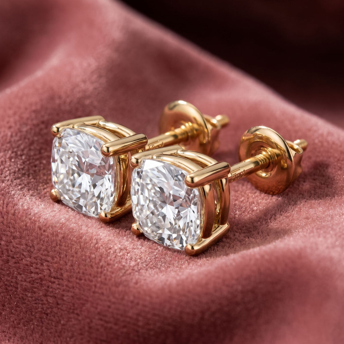 18K Solitaire Round Diamond Earrings — AI cloth, in-house