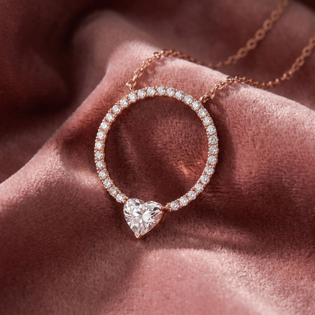 18K Heart Diamond Pendant — AI cloth, in-house