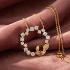 18K Wreath Leaf Round Diamond Pendant — AI cloth, in-house