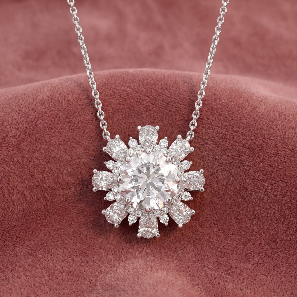 18K Flower Diamond Pendant — AI cloth, in-house