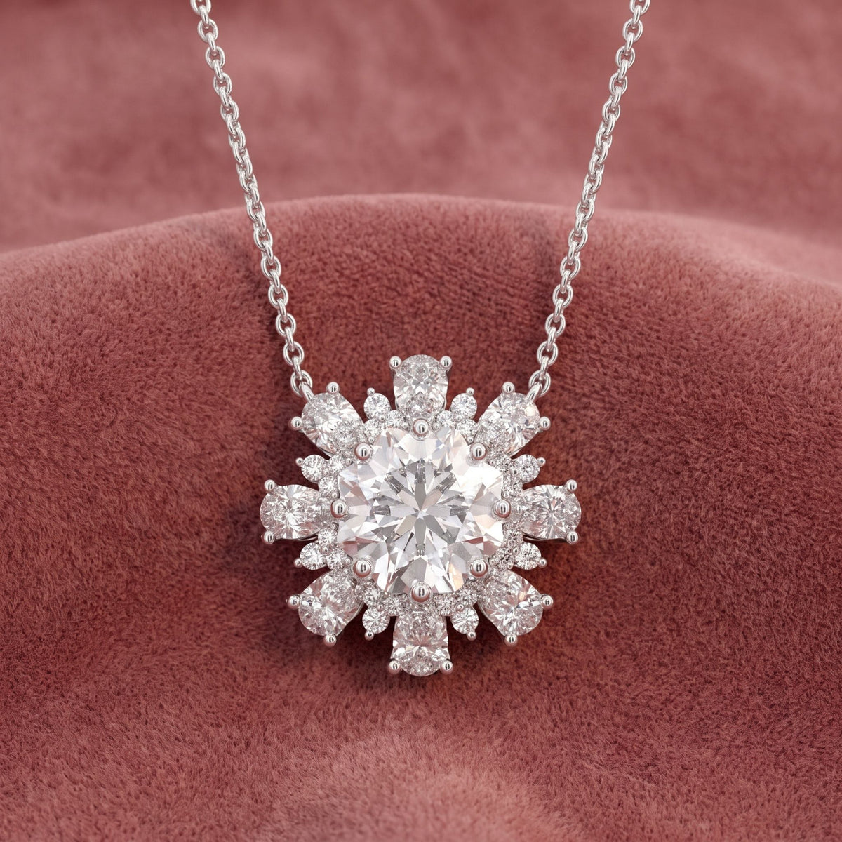 18K Flower Diamond Pendant — AI cloth, in-house