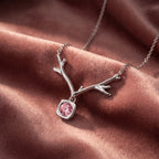 18K Antler Round Pink Diamond Pendant — AI cloth, in-house
