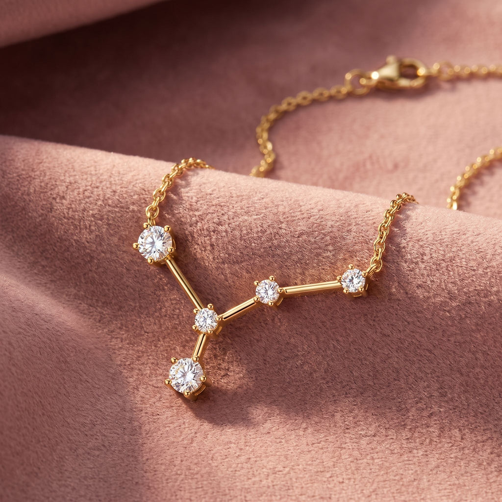 18K Constellation Round Diamond Pendant — AI cloth, in-house