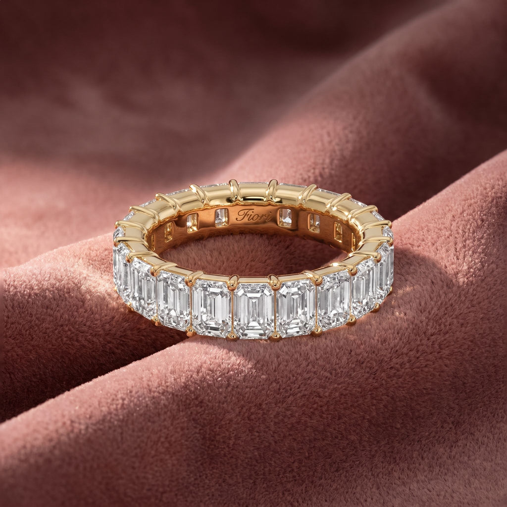 14K Eternity Emerald Diamond Ring — AI cloth, in-house