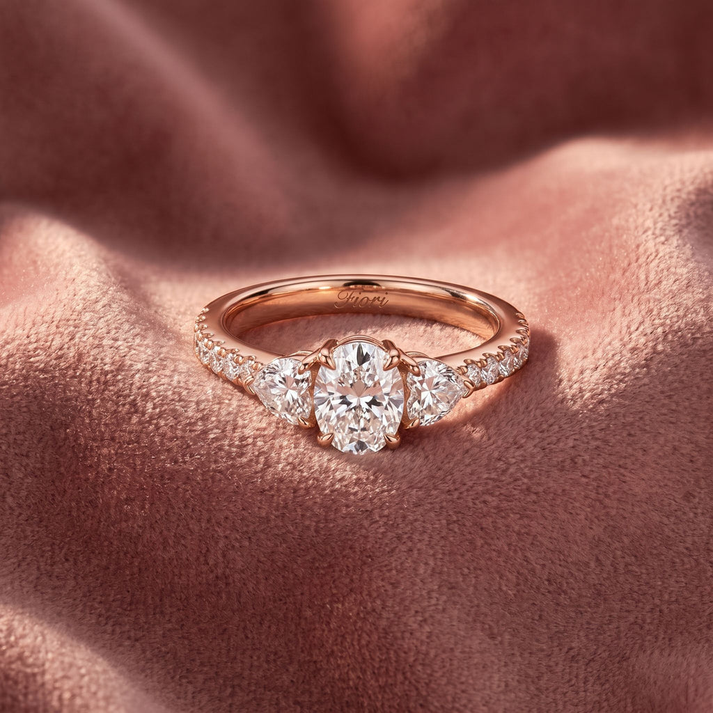 18K Oval Shoulder Set Diamond Engagement Ring — AI cloth, in-house