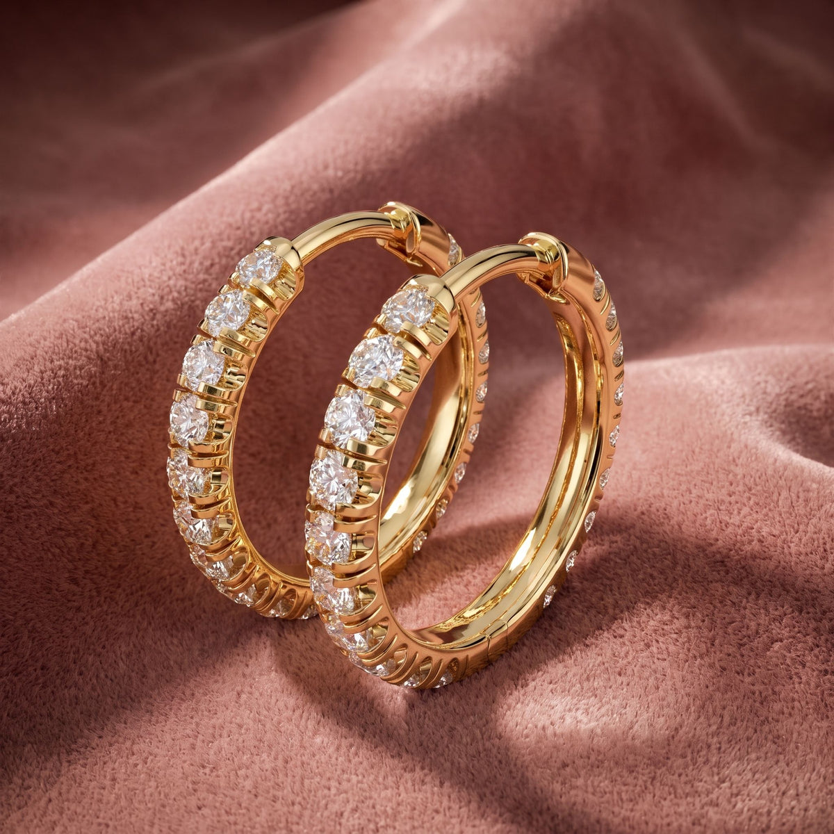18K Diamond Hoop Earrings — AI cloth, in-house