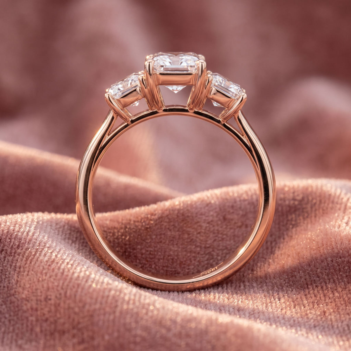 18K Trilogy Diamond Engagement Ring — AI cloth, in-house