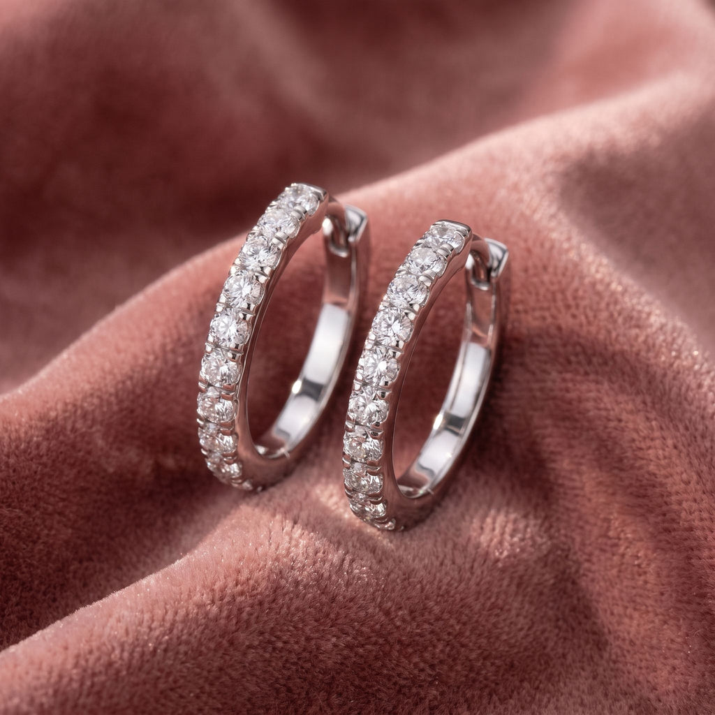 18K Diamond Hoop Earrings — AI cloth, in-house