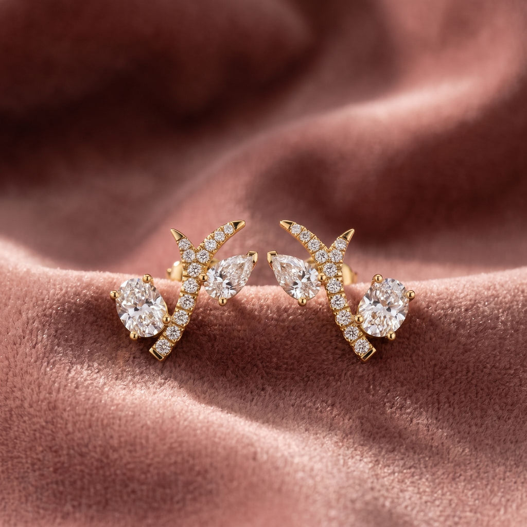 18K Diamond Earrings — AI cloth, in-house
