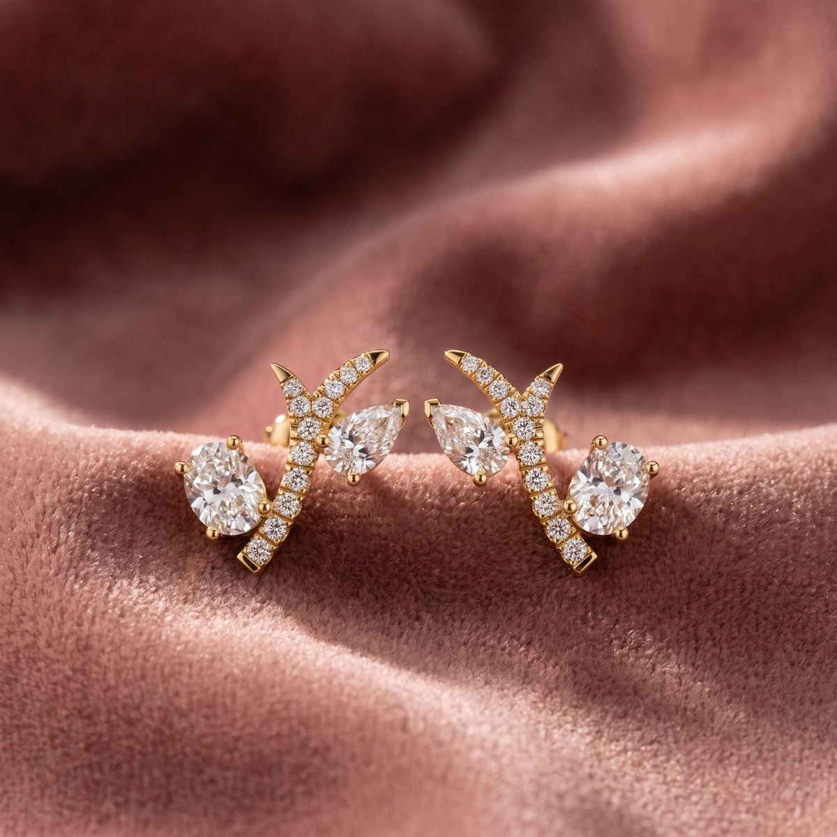 18K Diamond Earrings — AI cloth, in-house