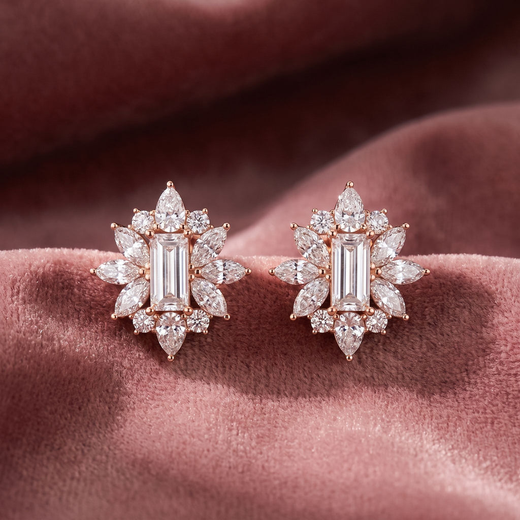 18K Marquise Diamond Stud Earrings — AI cloth, in-house