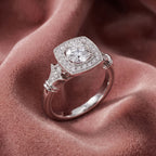 18K Halo Round Diamond Ring — AI cloth, in-house