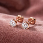18K Round Solitaire Diamond Earrings — AI cloth, in-house