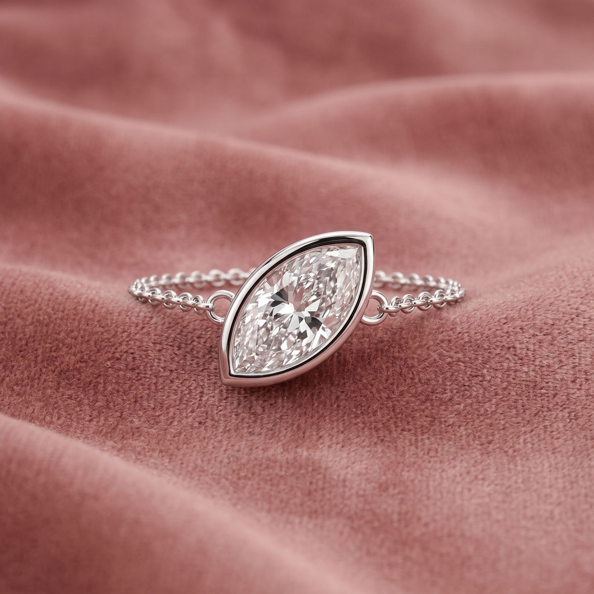 14K Solitaire Marquise Diamond Ring — AI cloth, in-house