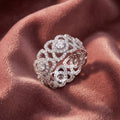18K Floral Pave Diamond Ring — AI cloth, in-house