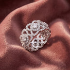 18K Floral Pave Diamond Ring — AI cloth, in-house