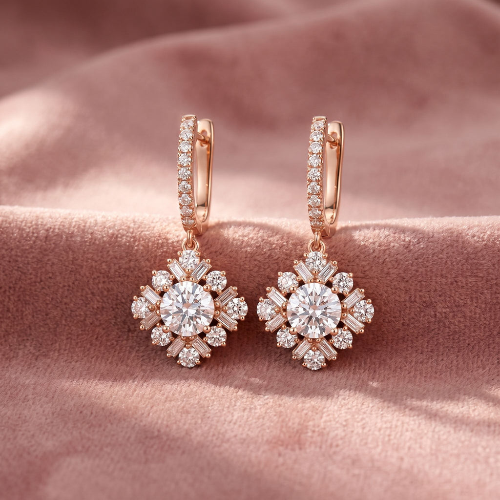 18K Drop Diamond Earrings — AI cloth, in-house