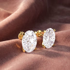 18K Solitaire Oval Diamond Earrings — AI cloth, in-house