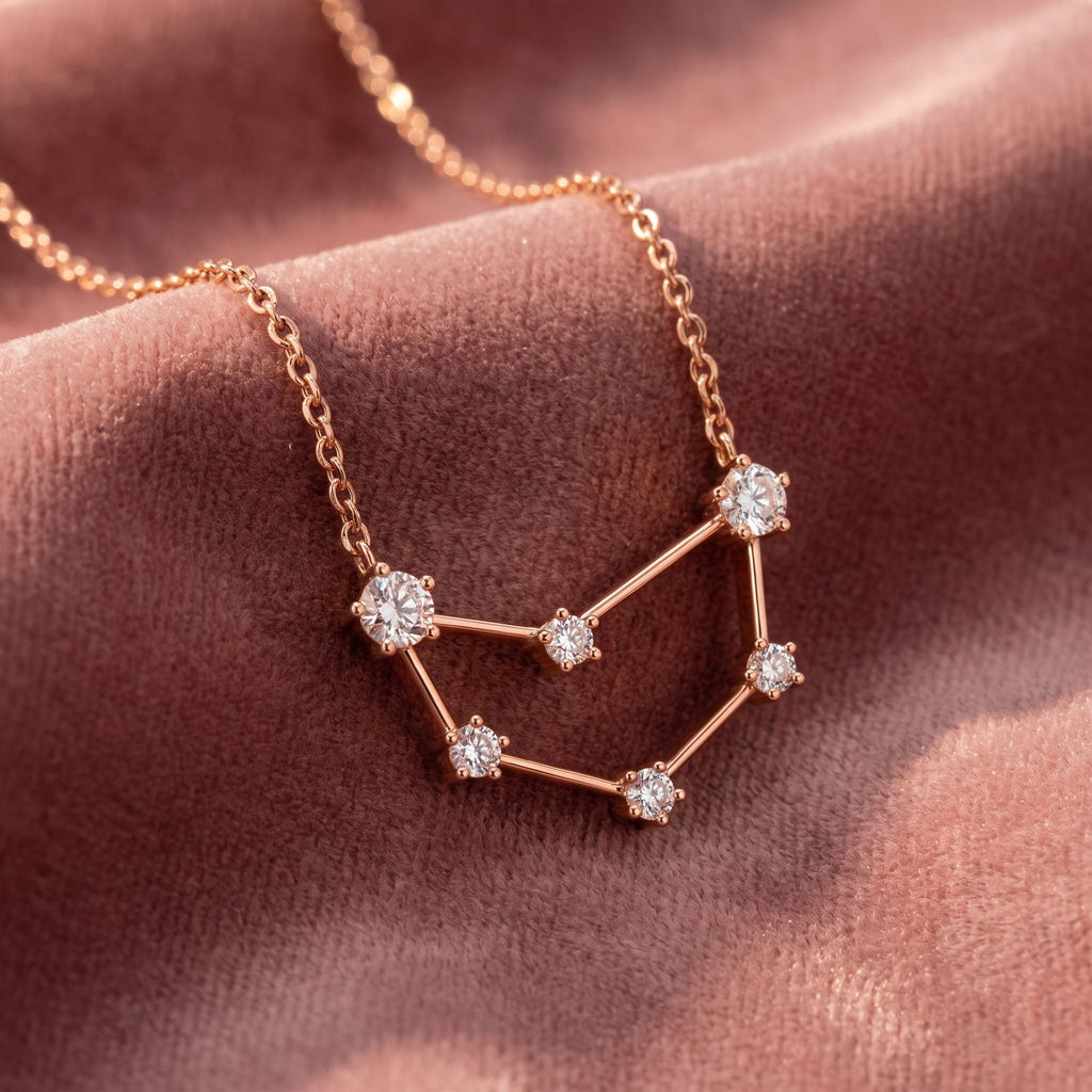 18K Constellation Round Diamond Pendant — AI cloth, in-house