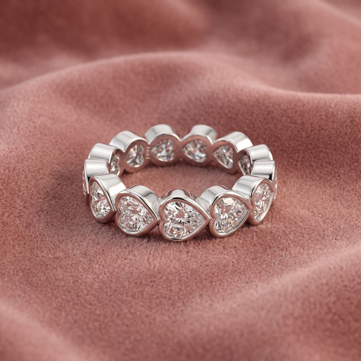 18K Full Eternity Heart Diamond Ring — AI cloth, in-house
