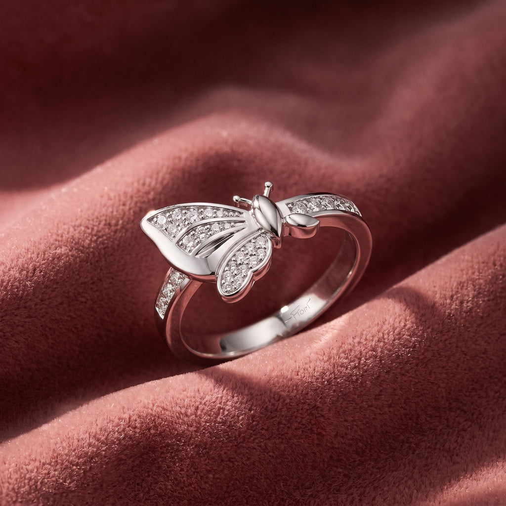 18K Butterfly Diamond Ring — AI cloth, in-house