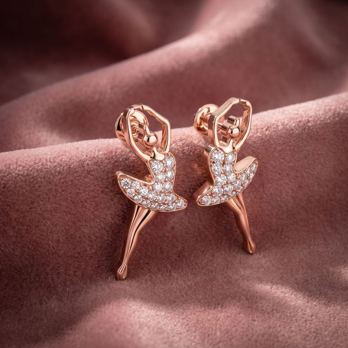 18K Dancing Lady Diamond Earrings — AI cloth, in-house