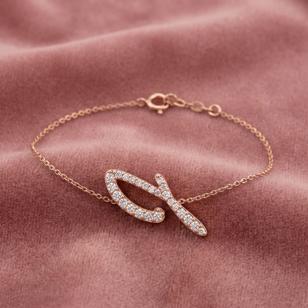 18K Alphabet Diamond Bracelet — AI cloth, in-house
