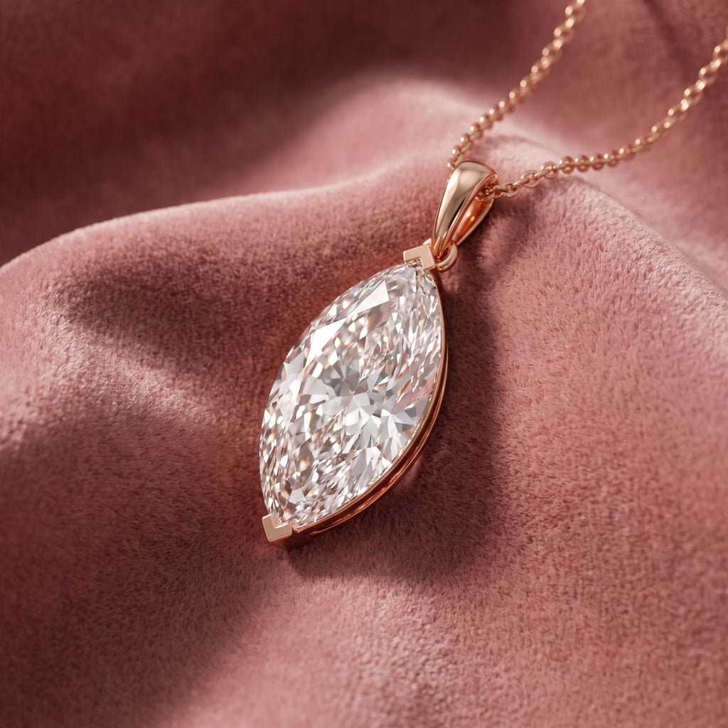 18K Solitaire Marquise Diamond Pendant — AI cloth, in-house