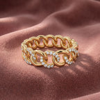 18K Round Chain Link Diamond Ring — AI cloth, in-house