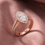 18K Halo Marquise Diamond Engagement Ring — AI cloth, in-house