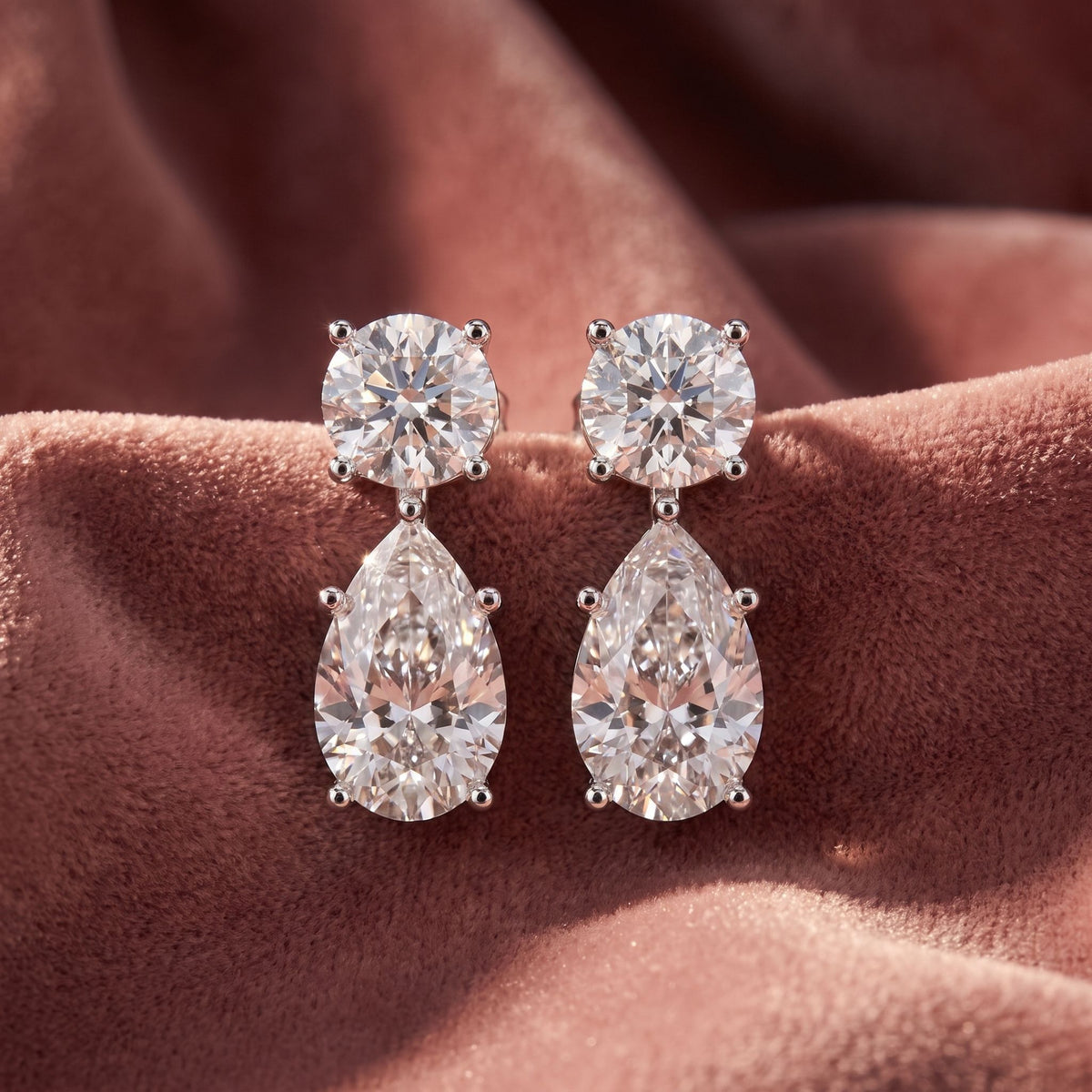 18K Pear Diamond Drop Earrings — AI cloth, in-house