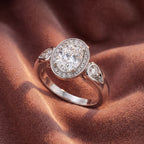 14K Halo Oval Diamond Ring — AI cloth, in-house