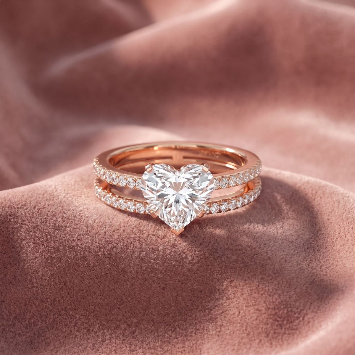 18K Heart Diamond Engagement Ring — AI cloth, in-house