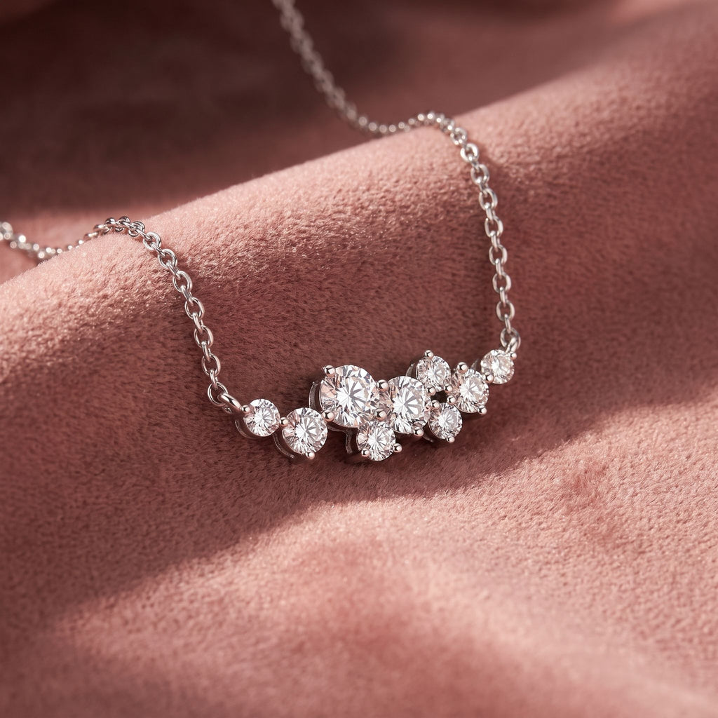 18K Geometric Cluster Round Diamond Pendant — AI cloth, in-house