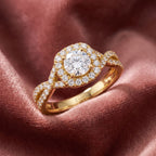 18K Halo Round Diamond Engagement Ring — AI cloth, in-house