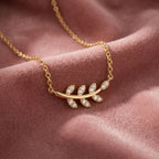18K Floral Leaf Diamond Pendant — AI cloth, in-house