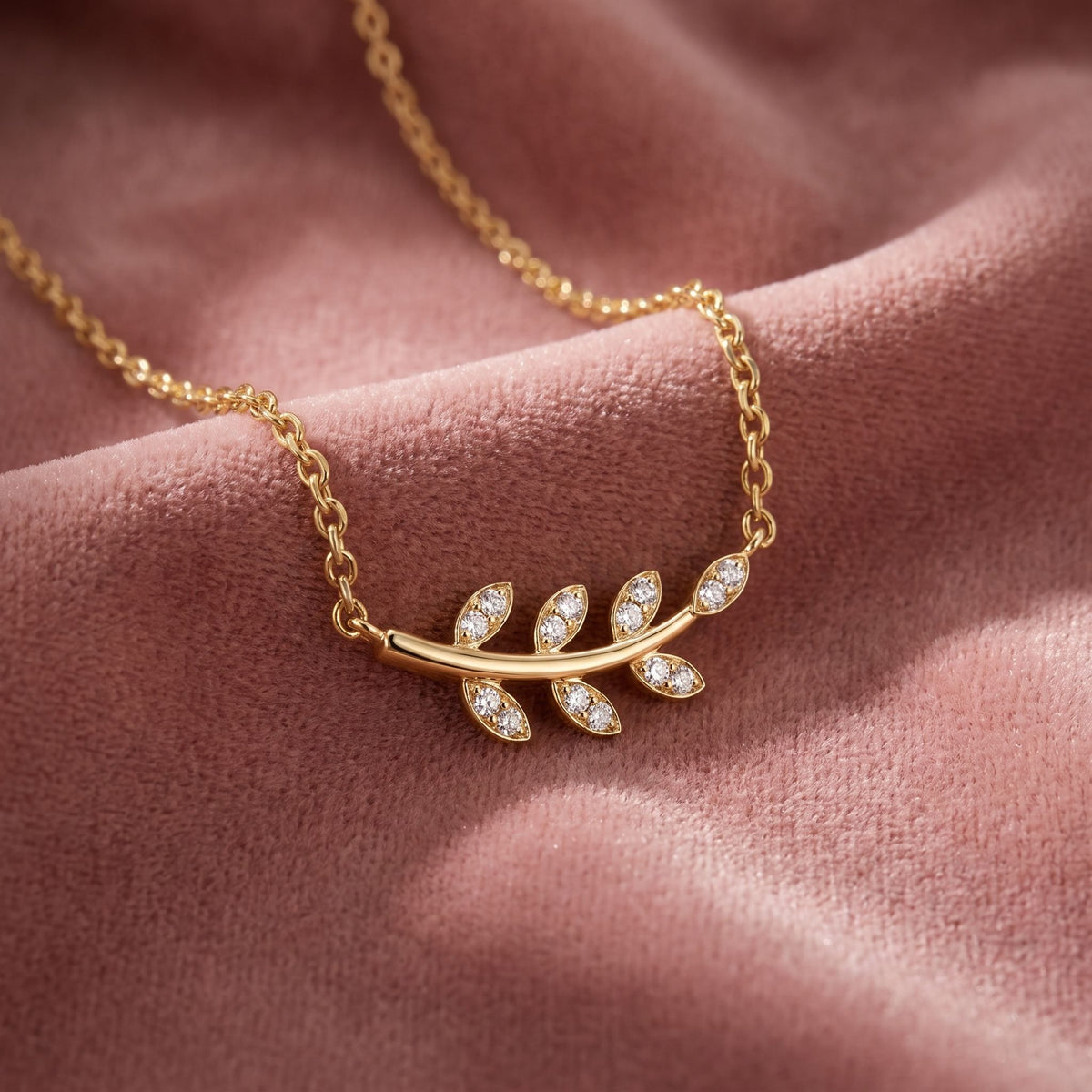 18K Floral Leaf Diamond Pendant — AI cloth, in-house
